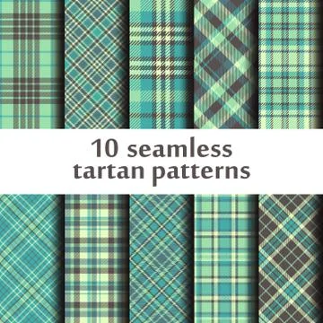 Set of 10 seamless tartan pattern Stock Illustration