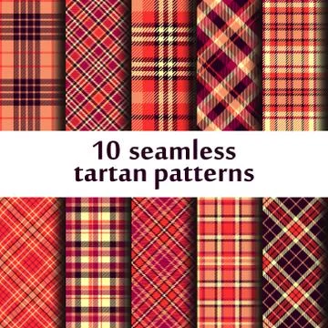 Set of 10 seamless tartan pattern Stock Illustration