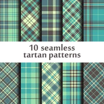 Set of 10 seamless tartan pattern Stock Illustration