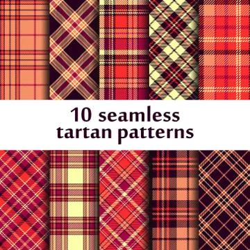 Set of 10 seamless tartan pattern Stock Illustration