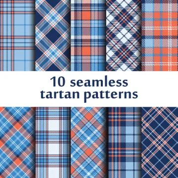 Set of 10 seamless tartan pattern Stock Illustration
