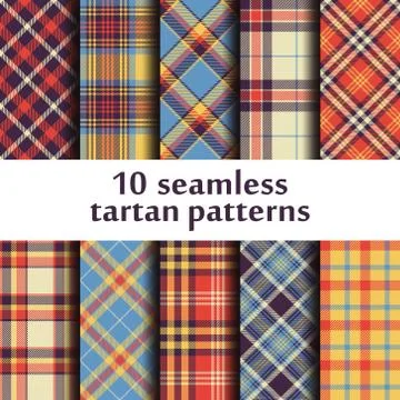 Set of 10 seamless tartan patterns Stock Illustration