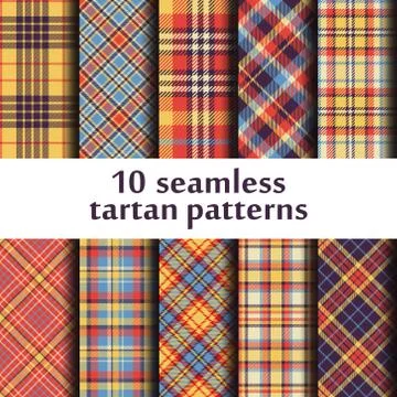 Set of 10 seamless tartan patterns Stock Illustration