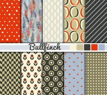 Set of 10 simple seamless patterns Stock Illustration