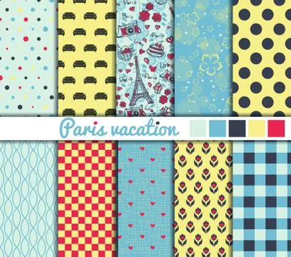 Set of 10 simple seamless patterns Stock Illustration