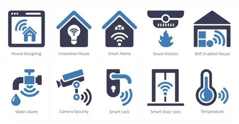 A set of 10 Smart Home icons as house designing, innovative house, smart home Stock Illustration