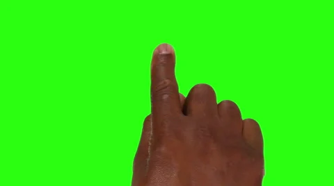 Set of 10 touchscreen gestures. Afro-American male hand. Green screen. Stock Footage 59574341