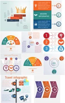 Set 10 universal templates elements Infographics conceptual cyclic processes  Stock Illustration