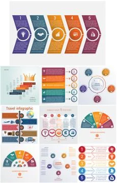 Set 10 universal templates elements Infographics conceptual cyclic processes  Stock Illustration