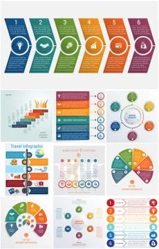 Set 10 universal templates elements Infographics conceptual cyclic processes  Stock Illustration