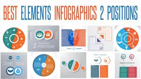Set 10 universal templates elements Infographics for 2 positions 库存插图