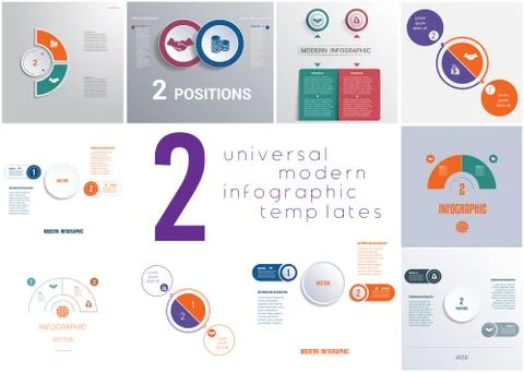 Set 10 universal templates elements for Infographics conceptual cyclic proces Stock Illustration