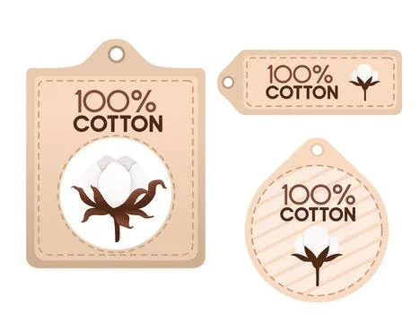 Set of 100 cotton label badge vector illustration isolated on white backgroun Stock Illustration