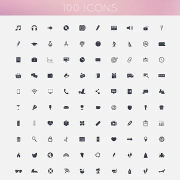 Set of 100 flat icons Stock Illustration