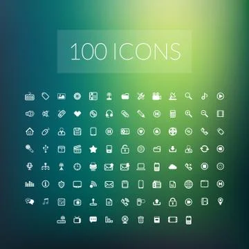 Set of 100 simple universal modern thin line icons Stock Illustration