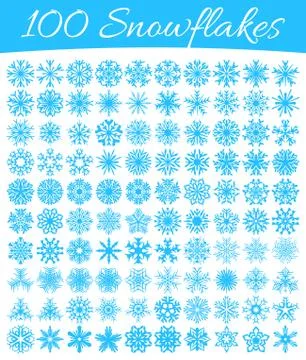 Set of 100 vector snowflakes Stock Illustration