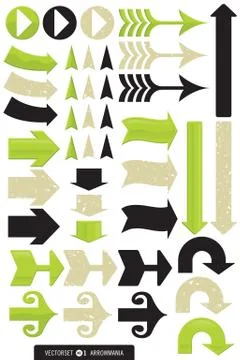 Set of 11 Different Arrow Vectors Stock Illustration