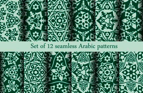 Set of 12 Arabic patterns Stock Illustration