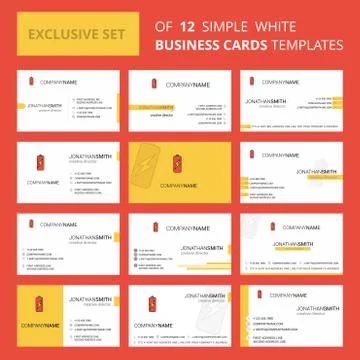 Set of 12 Battery charging  Creative Busienss Card Template. Editable Creativ Stock-Illustration