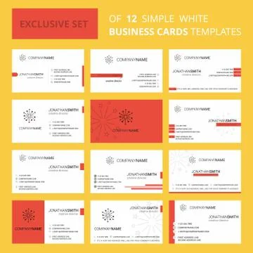 Set of 12 Blast Creative Busienss Card Template. Editable Creative logo and V Stock Illustration