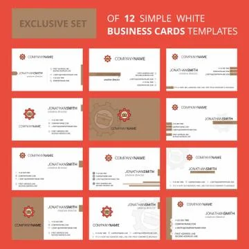 Set of 12 Breifcase setting  Creative Busienss Card Template. Editable Creati 스톡 일러스트