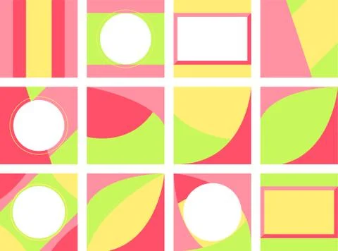 Set of 12 bright pastel spring abstract backgrounds for design social networks Stock Illustration