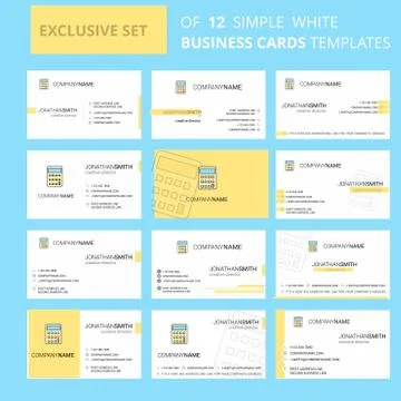 Set of 12 Calculator  Creative Busienss Card Template. Editable Creative logo Illustrazione stock