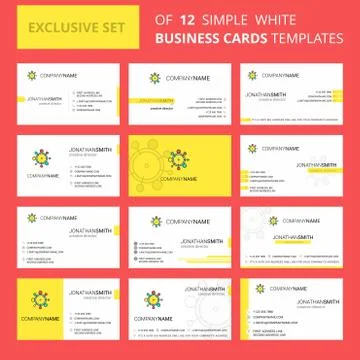 Set of 12 Chemical bonding Creative Busienss Card Template. Editable Creative Stock Illustration