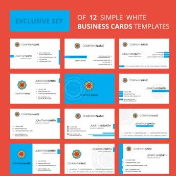 Set of 12 Chemical bonding Creative Busienss Card Template. Editable Creative Stock Illustration