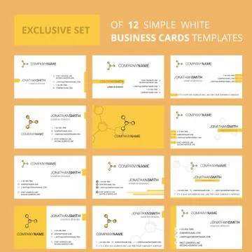 Set of 12 Chemical bonding Creative Busienss Card Template. Editable Creative Stock Illustration
