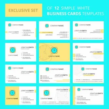 Set of 12 Clock Creative Busienss Card Template. Editable Creative logo and V Stock Illustration
