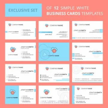 Set of 12 Cloud play  Creative Busienss Card Template. Editable Creative logo Illustrazione stock