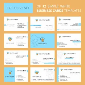 Set of 12 Cloud trash  Creative Busienss Card Template. Editable Creative log Stock-Illustration