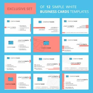 Set of 12 Code Creative Busienss Card Template. Editable Creative logo and Vi Stock Illustration