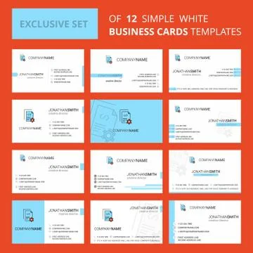 Set of 12 Coding  Creative Busienss Card Template. Editable Creative logo and Stock Illustration