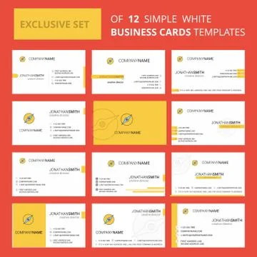 Set of 12 Compass Creative Busienss Card Template. Editable Creative logo and イラスト素材