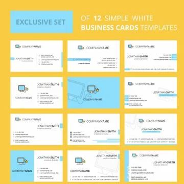 Set of 12 Computer  Creative Busienss Card Template. Editable Creative logo a Illustrazione stock