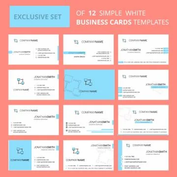 Set of 12 Computer networks Creative Busienss Card Template. Editable Creativ 库存插图