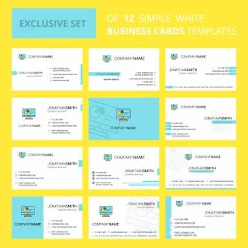 Set of 12 Computer presentation Creative Busienss Card Template. Editable Cre Illustrazione stock