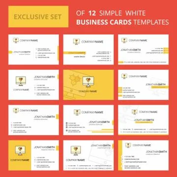 Set of 12 Computer screen  Creative Busienss Card Template. Editable Creative Illustrazione stock