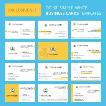 Set of 12 Confused man  Creative Busienss Card Template. Editable Creative lo 스톡 일러스트