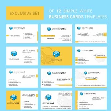 Set of 12 Cube  Creative Busienss Card Template. Editable Creative logo and V Illustrazione stock