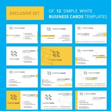 Set of 12 Cube Creative Busienss Card Template. Editable Creative logo and Vi Illustrazione stock