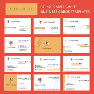 Set of 12 Danger board Creative Busienss Card Template. Editable Creative log Stock-Illustration