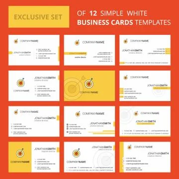 Set of 12 Dart  Creative Busienss Card Template. Editable Creative logo and V Stock Illustration