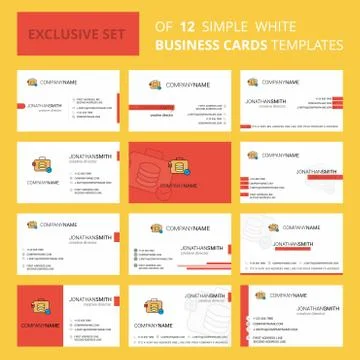 Set of 12 Database briefcase Creative Busienss Card Template. Editable Creati イラスト素材