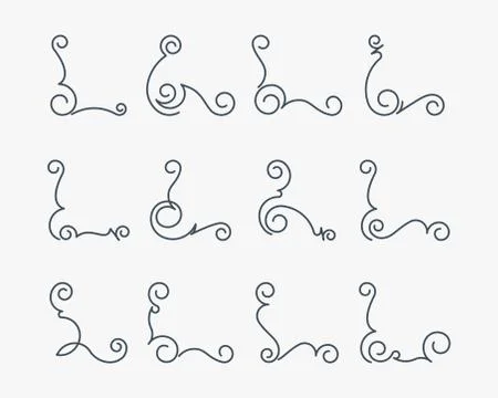 Set of 12 decorative corners. Ilustración de archivo