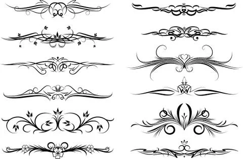 Set of 12 decorative elements Stock Illustration