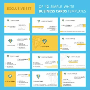Set of 12 Diamond  Creative Busienss Card Template. Editable Creative logo an Stock Illustration