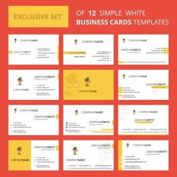 Set of 12 Direction board  Creative Busienss Card Template. Editable Creative Stock Illustration